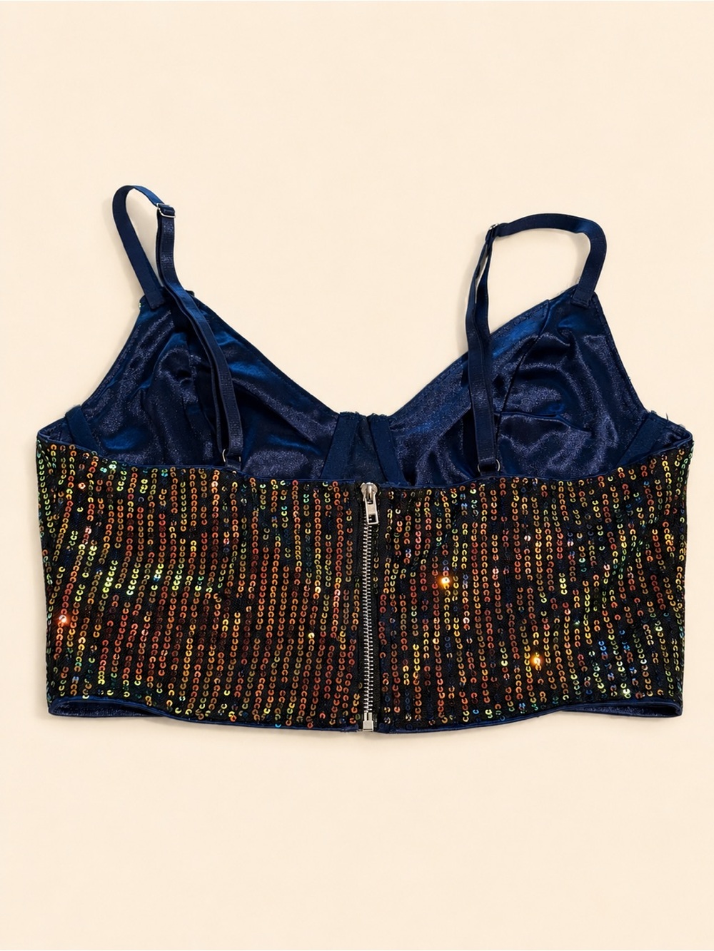 Sequin Underwire Bralette Top in Multicolor - Picture 2 of 5